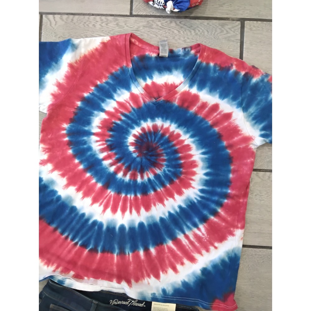 Universal Thread Denim Shorts & Gildan Tie Dye Shirt Set Patriotic Outfit 8/29 - Picture 4 of 8